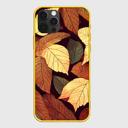 Чехол для iPhone 12 Pro Листья осени узор, цвет: 3D-желтый
