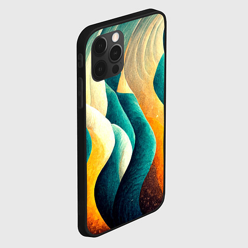 Чехол iPhone 12 Pro Вертикальные волны / 3D-Черный – фото 2