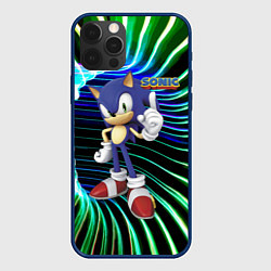 Чехол для iPhone 12 Pro Sonic - hedgehog - video game, цвет: 3D-тёмно-синий