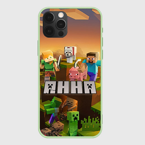 Чехол iPhone 12 Pro Анна Minecraft / 3D-Салатовый – фото 1