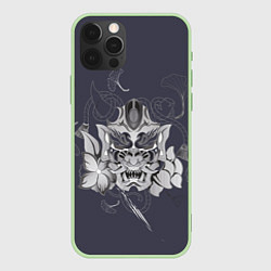 Чехол iPhone 12 Pro Маска самурая в цветах