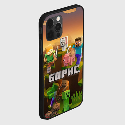 Чехол iPhone 12 Pro Борис Minecaft / 3D-Черный – фото 2