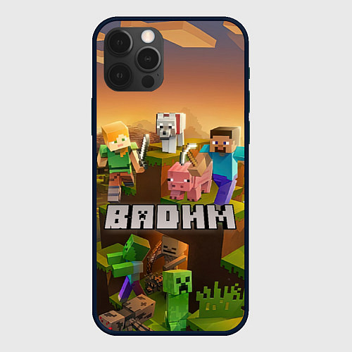 Чехол iPhone 12 Pro Вадим Minecraft / 3D-Черный – фото 1