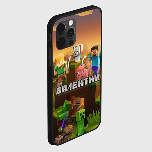 Чехол iPhone 12 Pro Валентин Minecraft / 3D-Черный – фото 2