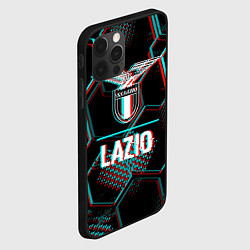 Чехол для iPhone 12 Pro Lazio FC в стиле glitch на темном фоне, цвет: 3D-черный — фото 2