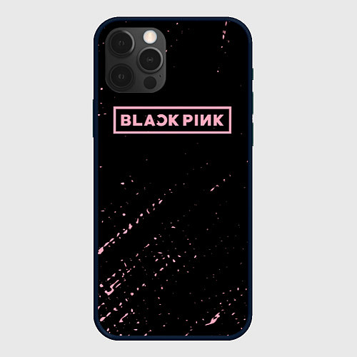 Чехол iPhone 12 Pro Black pink розовые брызги / 3D-Черный – фото 1