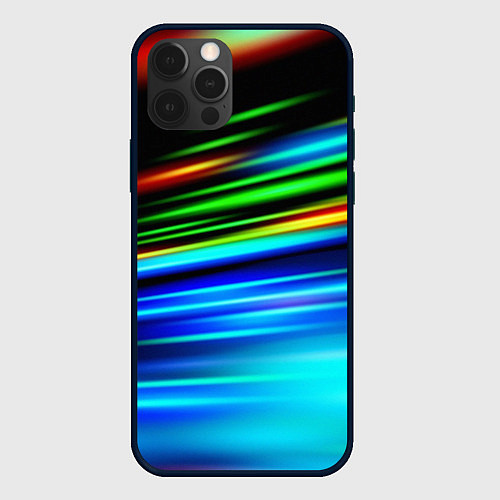 Чехол iPhone 12 Pro Абстрактные неоновые полосы / 3D-Черный – фото 1