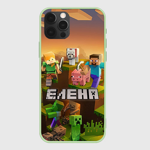 Чехол iPhone 12 Pro Елена Minecraft / 3D-Салатовый – фото 1