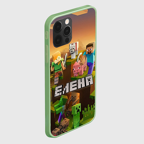 Чехол iPhone 12 Pro Елена Minecraft / 3D-Салатовый – фото 2