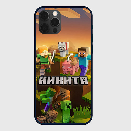 Чехол iPhone 12 Pro Никита Minecraft / 3D-Черный – фото 1