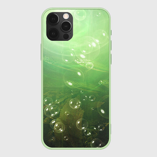 Чехол iPhone 12 Pro Морские глубины с рыбой / 3D-Салатовый – фото 1