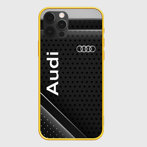 Чехол iPhone 12 Pro Audi карбон / 3D-Желтый – фото 1