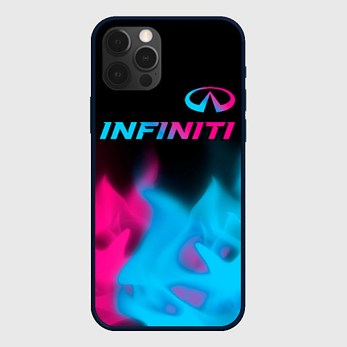 Чехол iPhone 12 Pro Infiniti - neon gradient: символ сверху / 3D-Черный – фото 1