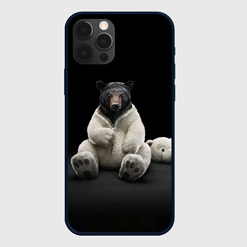 Чехол iPhone 12 Pro Медведь в костюме ростовой куклы / 3D-Черный – фото 1