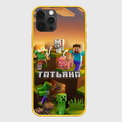 Чехол iPhone 12 Pro Татьяна Minecraft / 3D-Желтый – фото 1