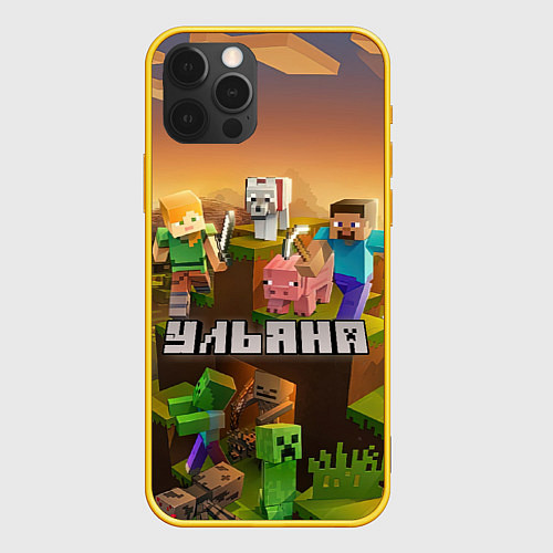 Чехол iPhone 12 Pro Ульяна Minecraft / 3D-Желтый – фото 1