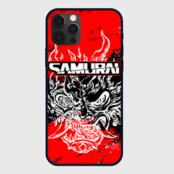 Чехол iPhone 12 Pro Самурай - Маска Они - киберпанк
