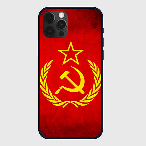 Чехол iPhone 12 Pro СССР - старый флаг / 3D-Черный – фото 1