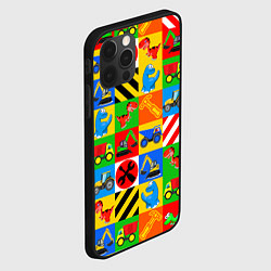 Чехол для iPhone 12 Pro Машинки и динозаврики в кубиках, цвет: 3D-черный — фото 2