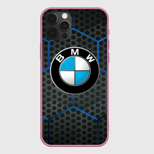 Чехол iPhone 12 Pro Bmw Соты / 3D-Малиновый – фото 1