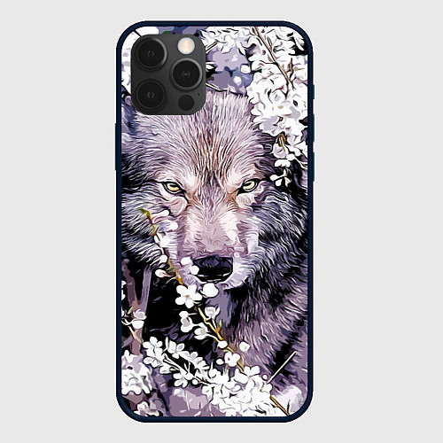 Чехол iPhone 12 Pro Волк, глаза хищника / 3D-Черный – фото 1