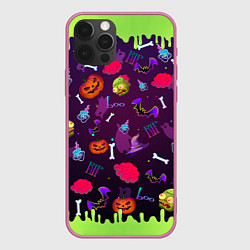 Чехол для iPhone 12 Pro RIP halloween, цвет: 3D-малиновый