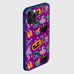 Чехол для iPhone 12 Pro Happy Halloween - holiday pattern, цвет: 3D-тёмно-синий — фото 2