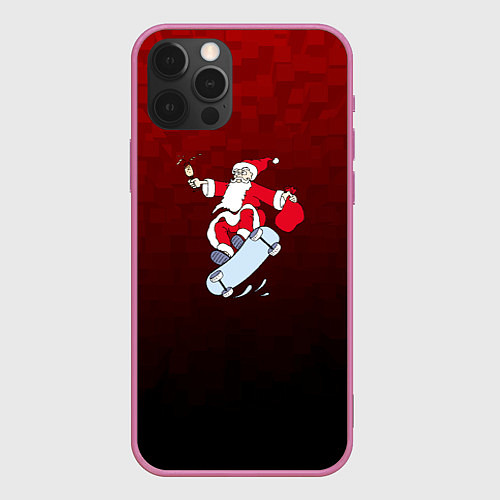 Чехол iPhone 12 Pro Новогодний подарок от Санты / 3D-Малиновый – фото 1