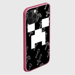 Чехол для iPhone 12 Pro Майкрафт паттерн - Криппер, цвет: 3D-малиновый — фото 2