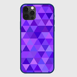 Чехол для iPhone 12 Pro Фиолетовые фигуры, цвет: 3D-тёмно-синий
