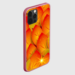 Чехол для iPhone 12 Pro Осенние желтые листья, цвет: 3D-малиновый — фото 2