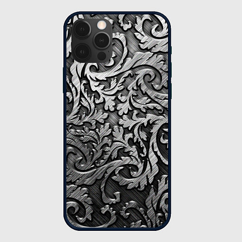 Чехол iPhone 12 Pro Стальные узоры / 3D-Черный – фото 1