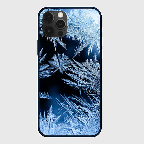 Чехол iPhone 12 Pro Морозный узор на стекле / 3D-Черный – фото 1