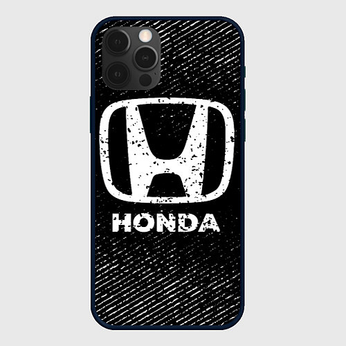 Чехол iPhone 12 Pro Honda с потертостями на темном фоне / 3D-Черный – фото 1