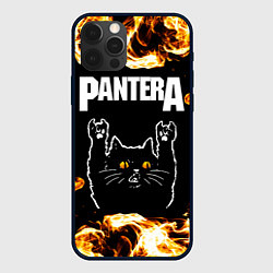 Чехол для iPhone 12 Pro Pantera рок кот и огонь, цвет: 3D-черный