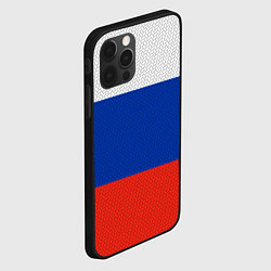 Чехол для iPhone 12 Pro Триколор - флаг России плетёный, цвет: 3D-черный — фото 2