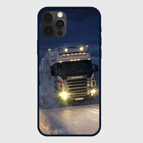 Чехол iPhone 12 Pro Для фуры Scania нет преград / 3D-Черный – фото 1