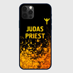 Чехол для iPhone 12 Pro Judas Priest - gold gradient: символ сверху, цвет: 3D-черный