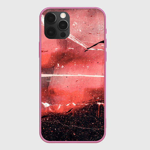 Чехол iPhone 12 Pro Красный туман, царапины и краски / 3D-Малиновый – фото 1