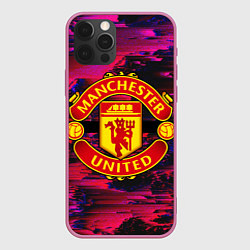 Чехол для iPhone 12 Pro Manchester United, цвет: 3D-малиновый