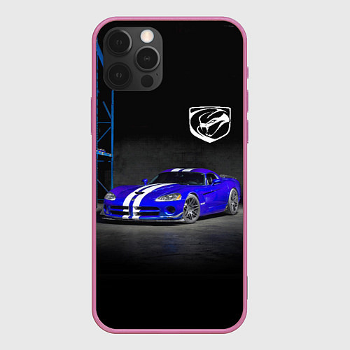 Чехол iPhone 12 Pro Dodge Viper SRT GTS / 3D-Малиновый – фото 1