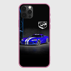 Чехол для iPhone 12 Pro Dodge Viper SRT GTS, цвет: 3D-малиновый