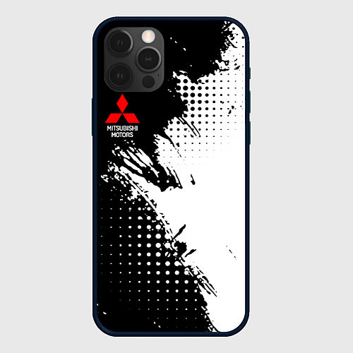 Чехол iPhone 12 Pro Mitsubishi - черно-белая абстракция / 3D-Черный – фото 1