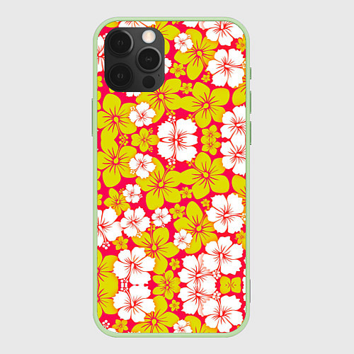 Чехол iPhone 12 Pro Hawaiian kaleidoscope / 3D-Салатовый – фото 1