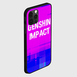 Чехол для iPhone 12 Pro Genshin Impact glitch text effect: символ сверху, цвет: 3D-черный — фото 2