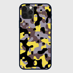 Чехол для iPhone 12 Pro Камуфляж Yellow Stinger, цвет: 3D-черный