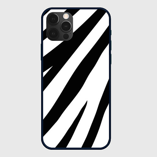 Чехол iPhone 12 Pro Камуфляж зебры / 3D-Черный – фото 1