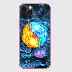 Чехол для iPhone 12 Pro Инь Ян, цвет: 3D-малиновый