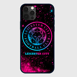 Чехол для iPhone 12 Pro Leicester City - neon gradient, цвет: 3D-черный