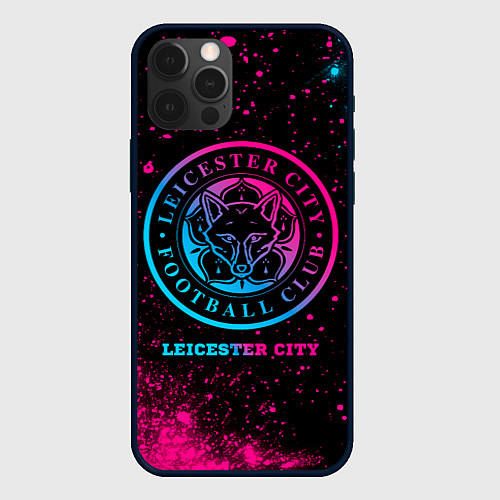 Чехол iPhone 12 Pro Leicester City - neon gradient / 3D-Черный – фото 1